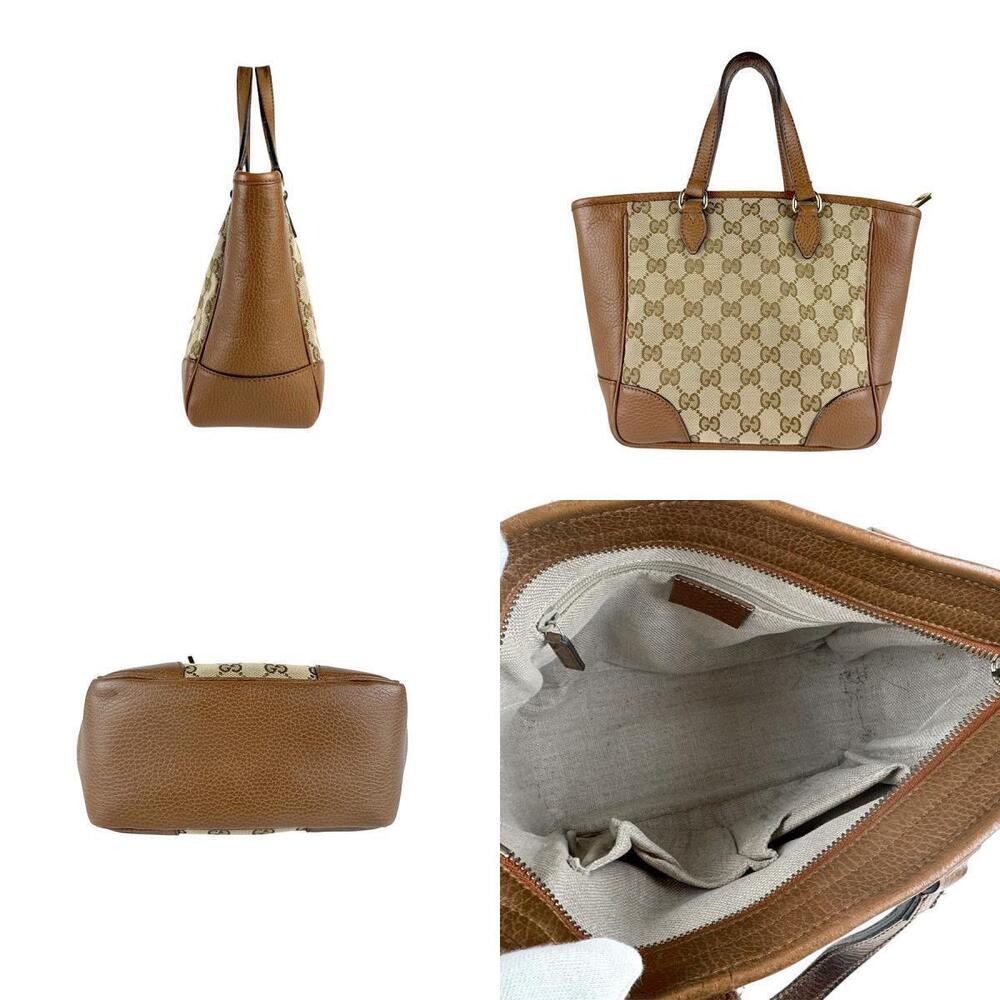 Gucci Gold Canvas GG Leather Beige Handbag Brown